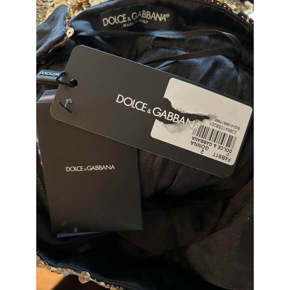 NWT $2,280 Dolce & Gabbana Gold Sequin Pencil Skirt Midi Size 8 - Picture 5 of 6